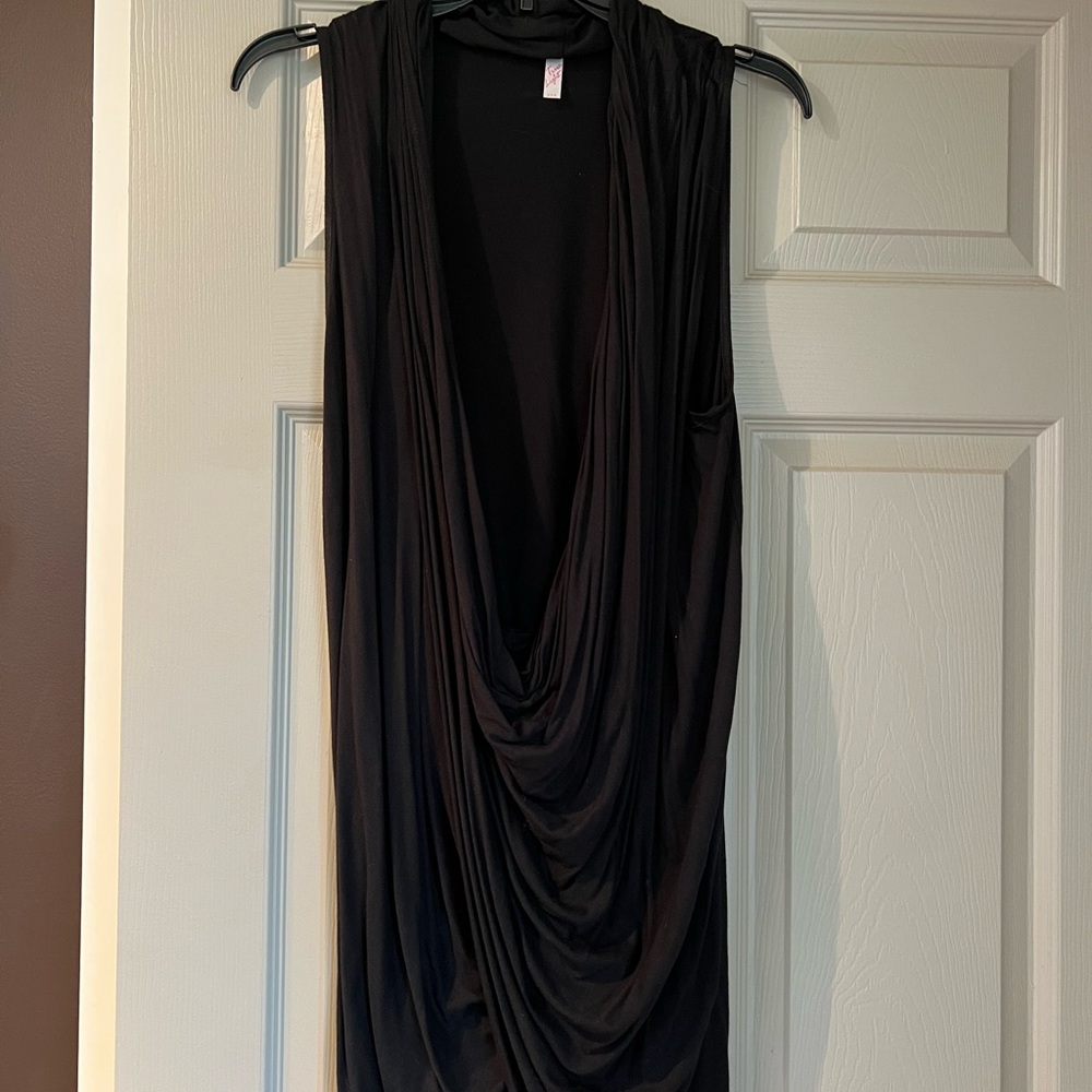 Black Draped Sleeveless Dress
